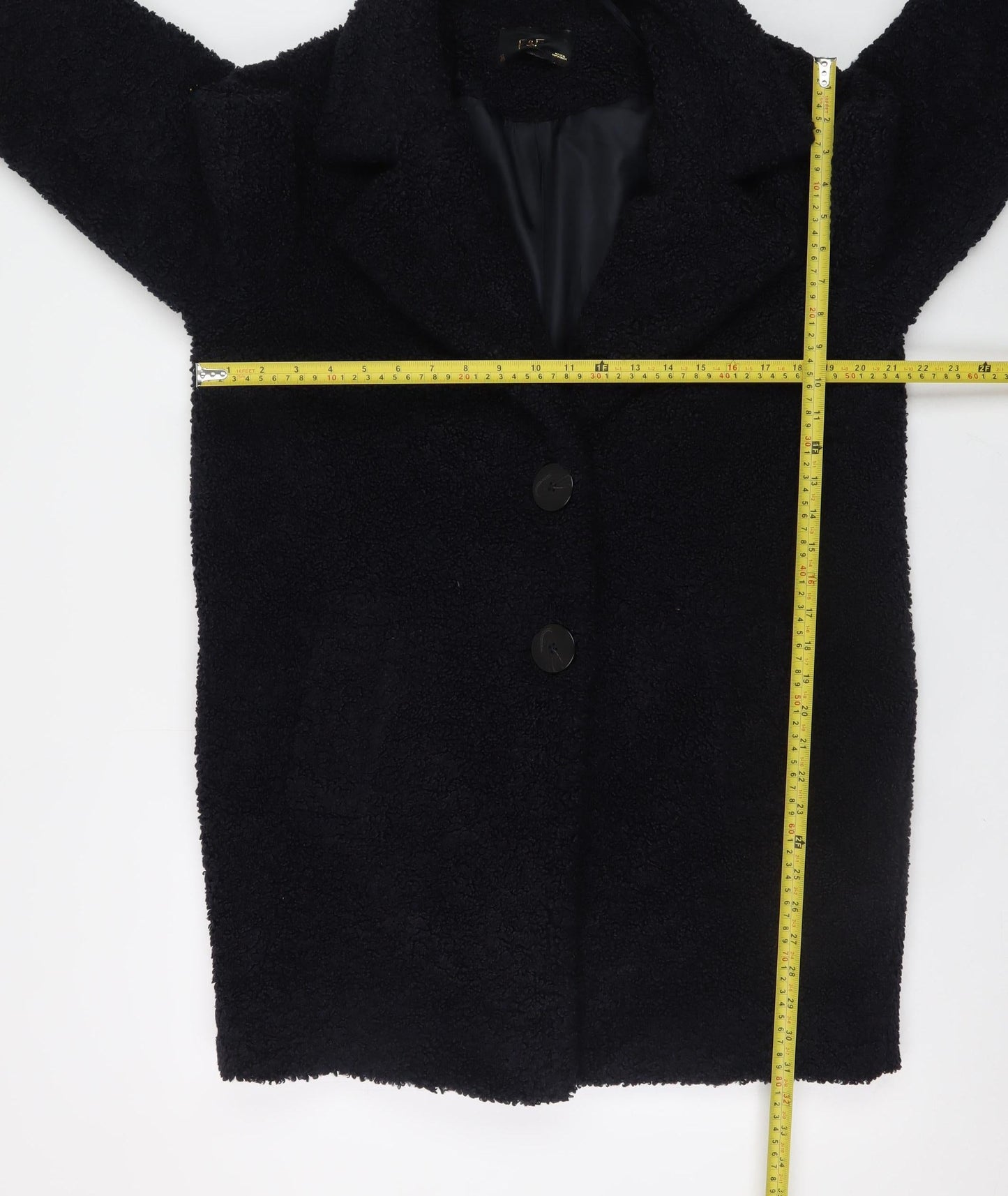 Womens UK Size 10 F&F Black Overcoat