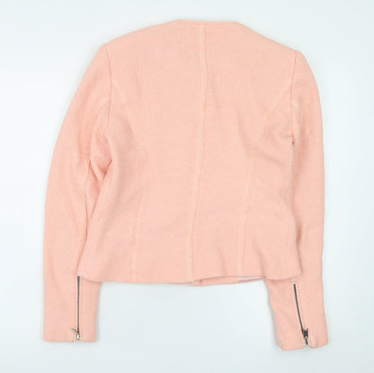 Zara Woman Pink Wool Blend Short Biker Jacket Women’s Size 12