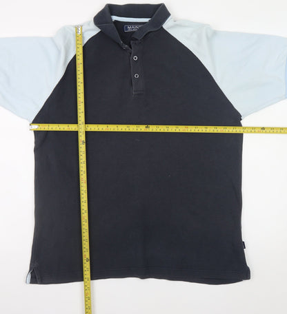 Maine New England Men’s Blue Colourblock Cotton Polo Shirt Size L