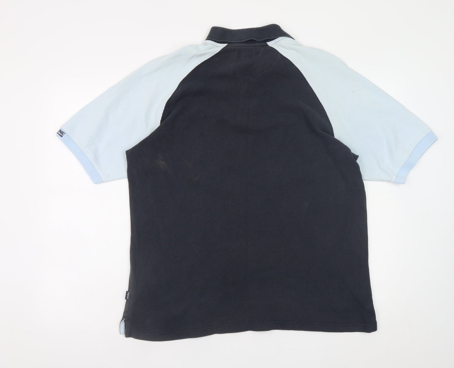 Maine New England Men’s Blue Colourblock Cotton Polo Shirt Size L
