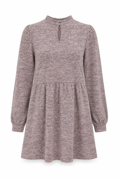New Look Women Brown Knit Fit & Flare Dress Size 8 Long Sleeve