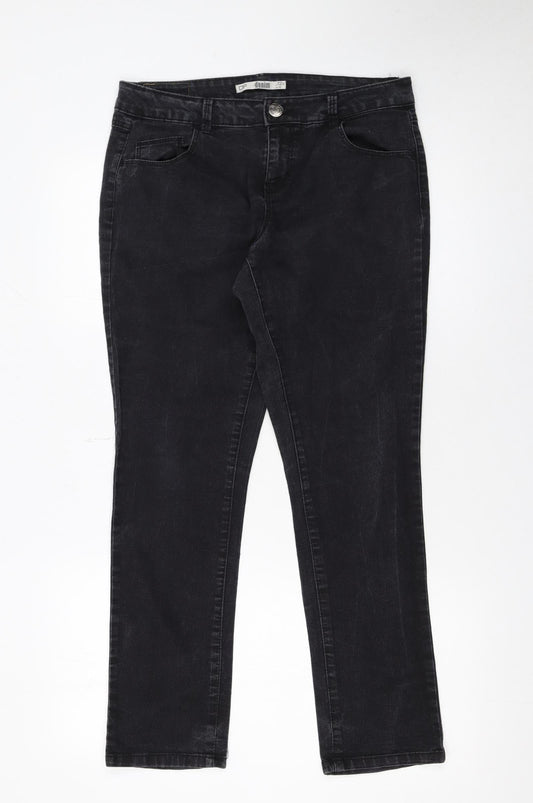 Womens UK Size 12 Dorothy Perkins Regular Fit Straight Black Jeans