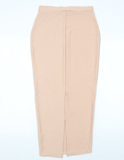 Missguided Women's Beige Midi Bodycon Pencil Skirt Size 10