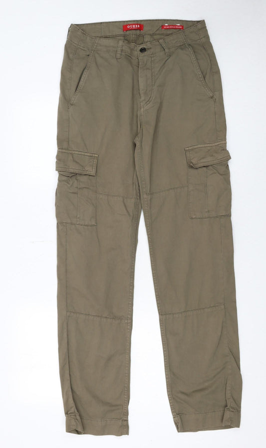 Mens UK Size 28x32 GUESS Regular Fit Cargo Brown Trousers