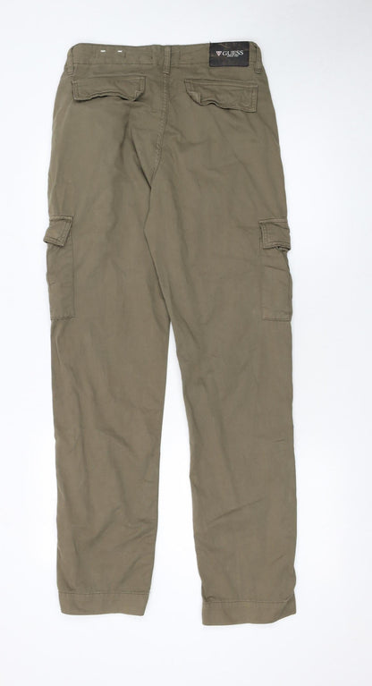 Mens UK Size 28x32 GUESS Regular Fit Cargo Brown Trousers