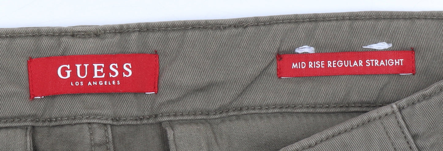 Mens UK Size 28x32 GUESS Regular Fit Cargo Brown Trousers