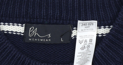 Mens UK Size L BHS Blue Pullover Jumper