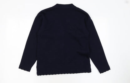 Adams Girls Blue Acrylic Button-Up Knit Cardigan 10 Years