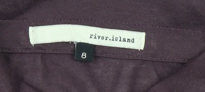 Womens UK Size 8 River Island Purple Basic Button-Up