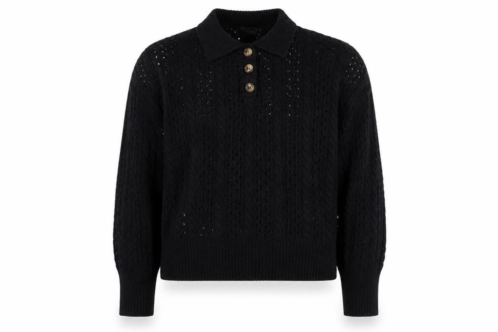 Womens UK Size M Boohoo Black Henley Jumper