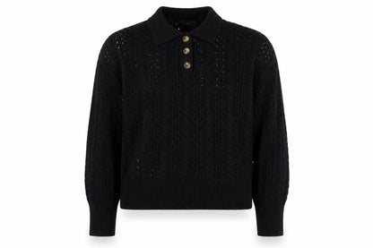 Womens UK Size M Boohoo Black Henley Jumper