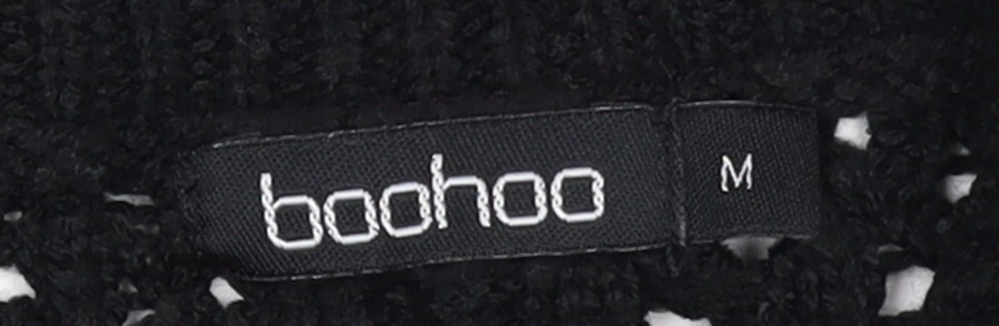 Womens UK Size M Boohoo Black Henley Jumper