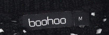 Womens UK Size M Boohoo Black Henley Jumper