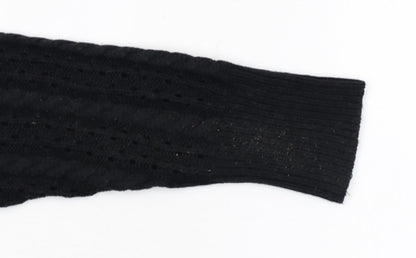 Womens UK Size M Boohoo Black Henley Jumper