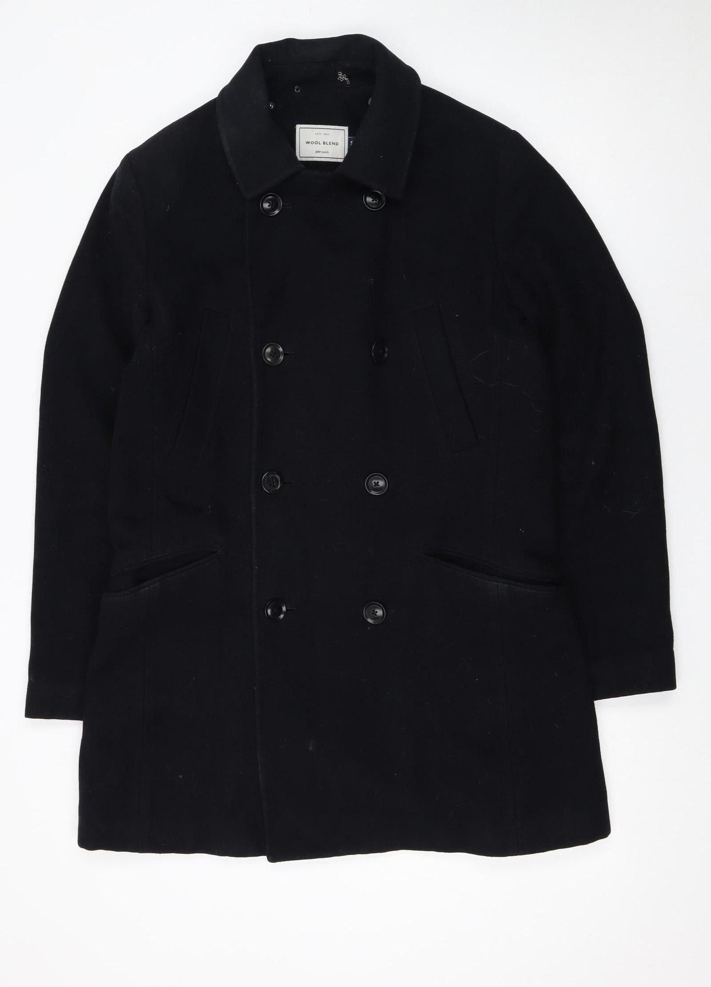 Womens UK Size S John Lewis Black Pea Coat