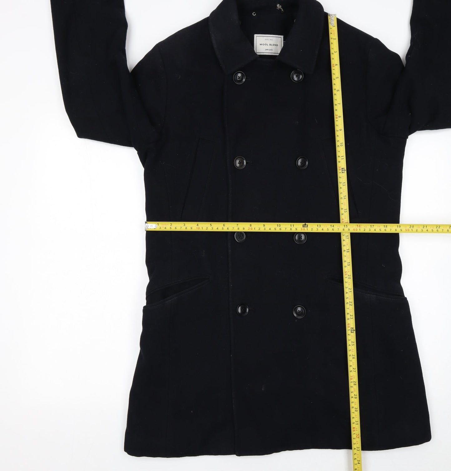 Womens UK Size S John Lewis Black Pea Coat