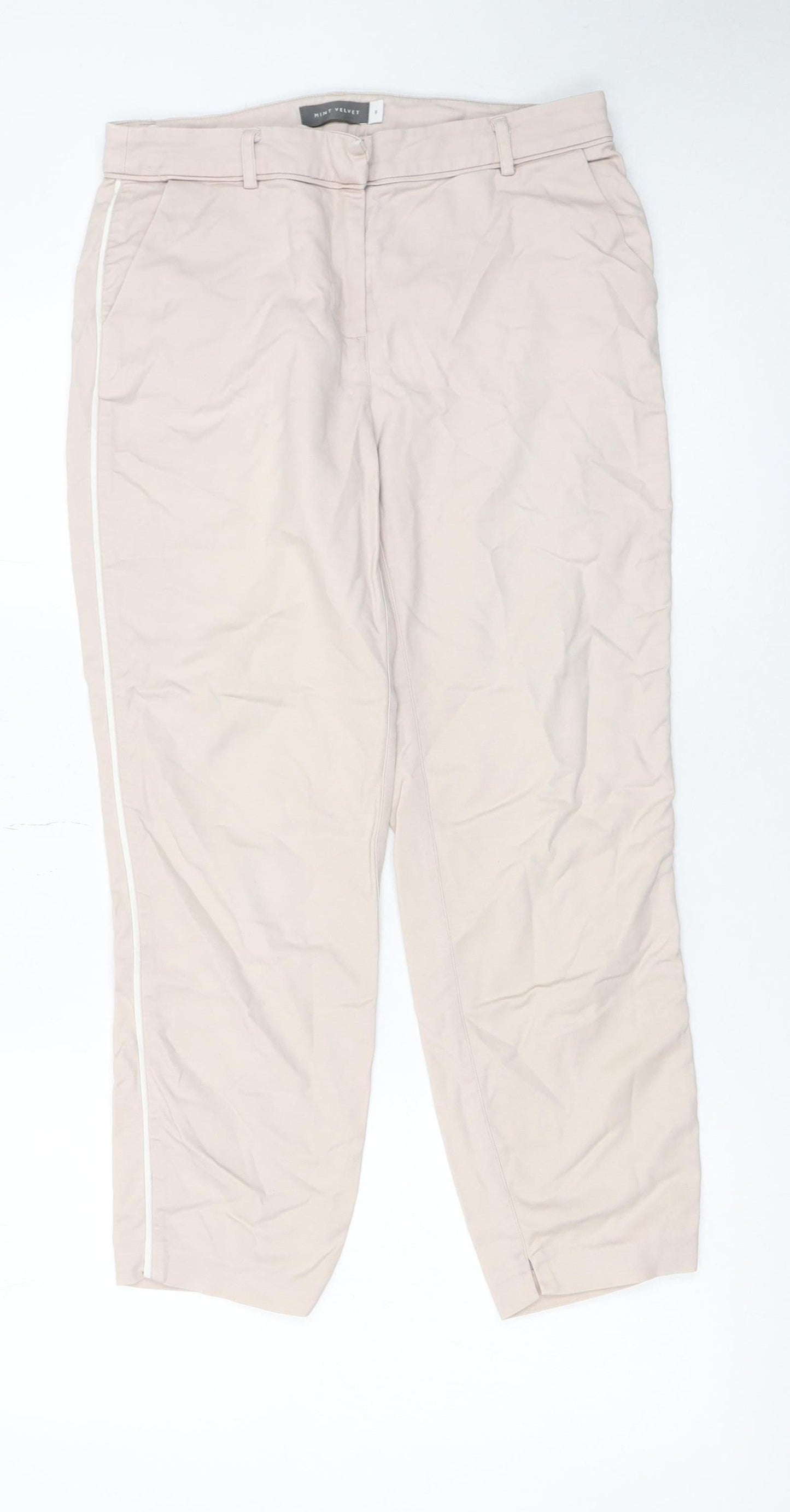 Womens UK Size 8 Mint Velvet Slim Fit Chino Beige Trousers