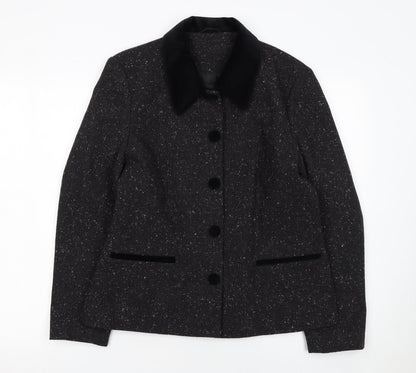 Berkertex Women's Grey Wool Blend Button Jacket Size 14 Classic Style