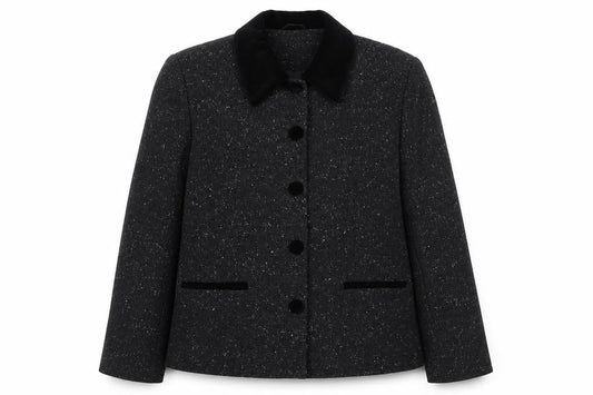Berkertex Women's Grey Wool Blend Button Jacket Size 14 Classic Style
