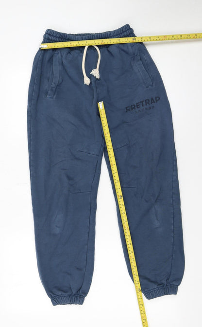 Firetrap Men's Blue Cotton Joggers Size S Elastic Waist Casual Tapered Fit