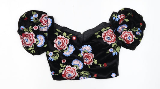 Womens UK Size 10 Topshop Black Cropped Blouse
