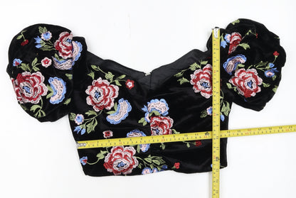 Womens UK Size 10 Topshop Black Cropped Blouse
