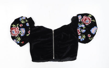 Womens UK Size 10 Topshop Black Cropped Blouse