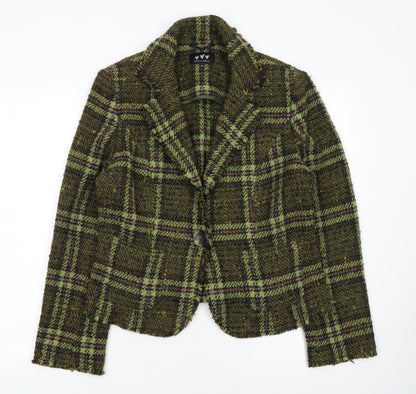 Marks and Spencer Per Una Women's Green Wool Tweed Check Blazer Size 14