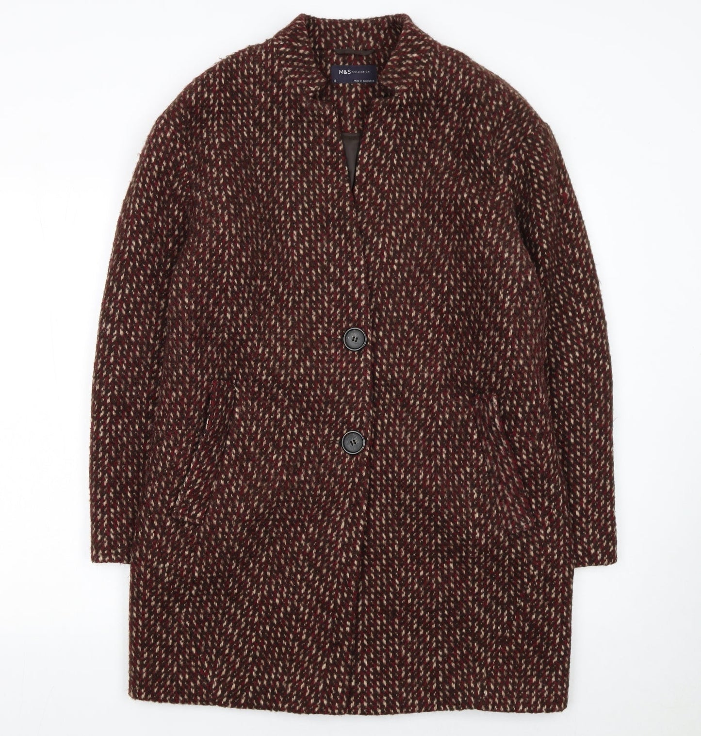 Womens UK Size 12 Marks and Spencer Brown Overcoat