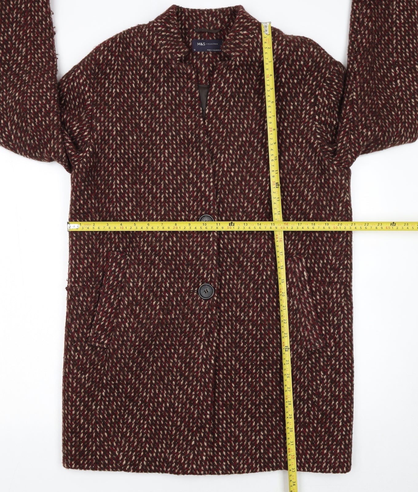 Womens UK Size 12 Marks and Spencer Brown Overcoat