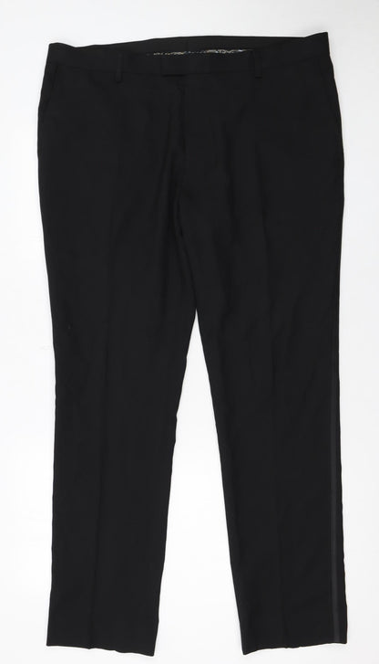 Mens UK Size 38 in NEXT Regular Fit Dress Pants Black Trousers