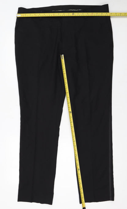 Mens UK Size 38 in NEXT Regular Fit Dress Pants Black Trousers