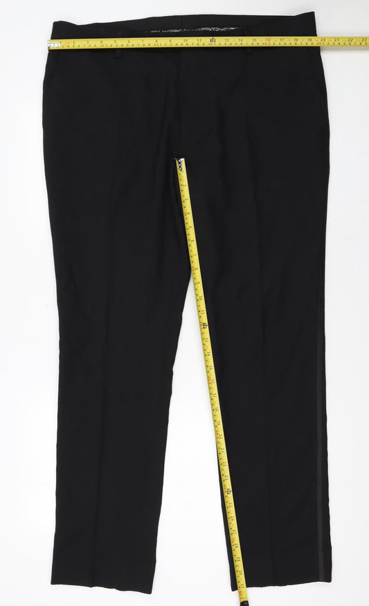 Mens UK Size 38 in NEXT Regular Fit Dress Pants Black Trousers