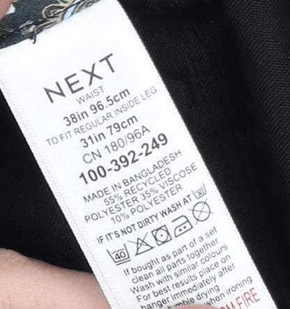 Mens UK Size 38 in NEXT Regular Fit Dress Pants Black Trousers