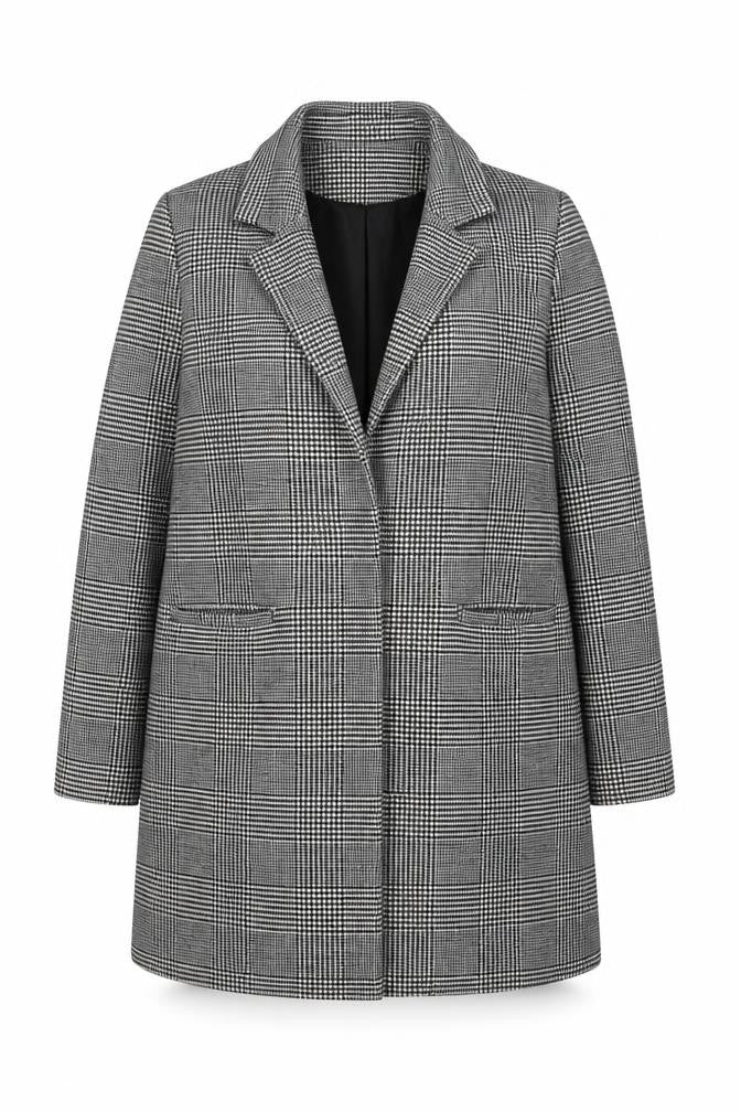 Dorothy Perkins Women's Grey Check Mid-Length Overcoat Size 16
