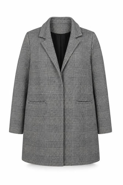 Dorothy Perkins Women's Grey Check Mid-Length Overcoat Size 16
