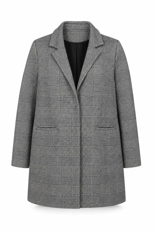 Dorothy Perkins Women's Grey Check Mid-Length Overcoat Size 16