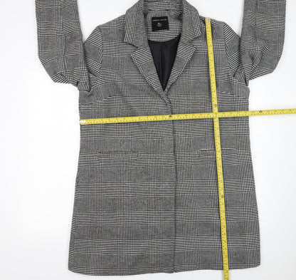 Dorothy Perkins Women's Grey Check Mid-Length Overcoat Size 16