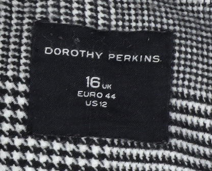 Dorothy Perkins Women's Grey Check Mid-Length Overcoat Size 16