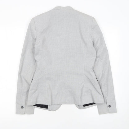 Zara Women Grey Houndstooth Slim Fit Blazer Jacket Size 8