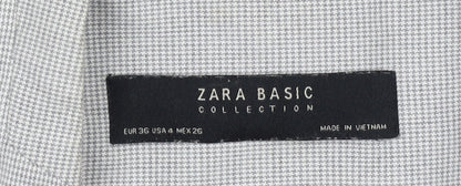 Zara Women Grey Houndstooth Slim Fit Blazer Jacket Size 8