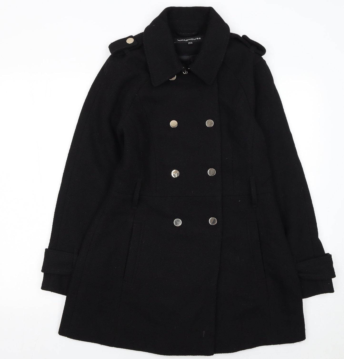 Womens UK Size 12 Warehouse Black Pea Coat