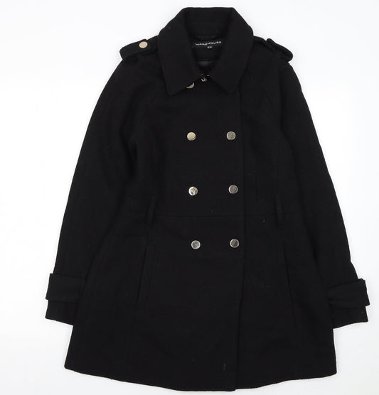 Womens UK Size 12 Warehouse Black Pea Coat
