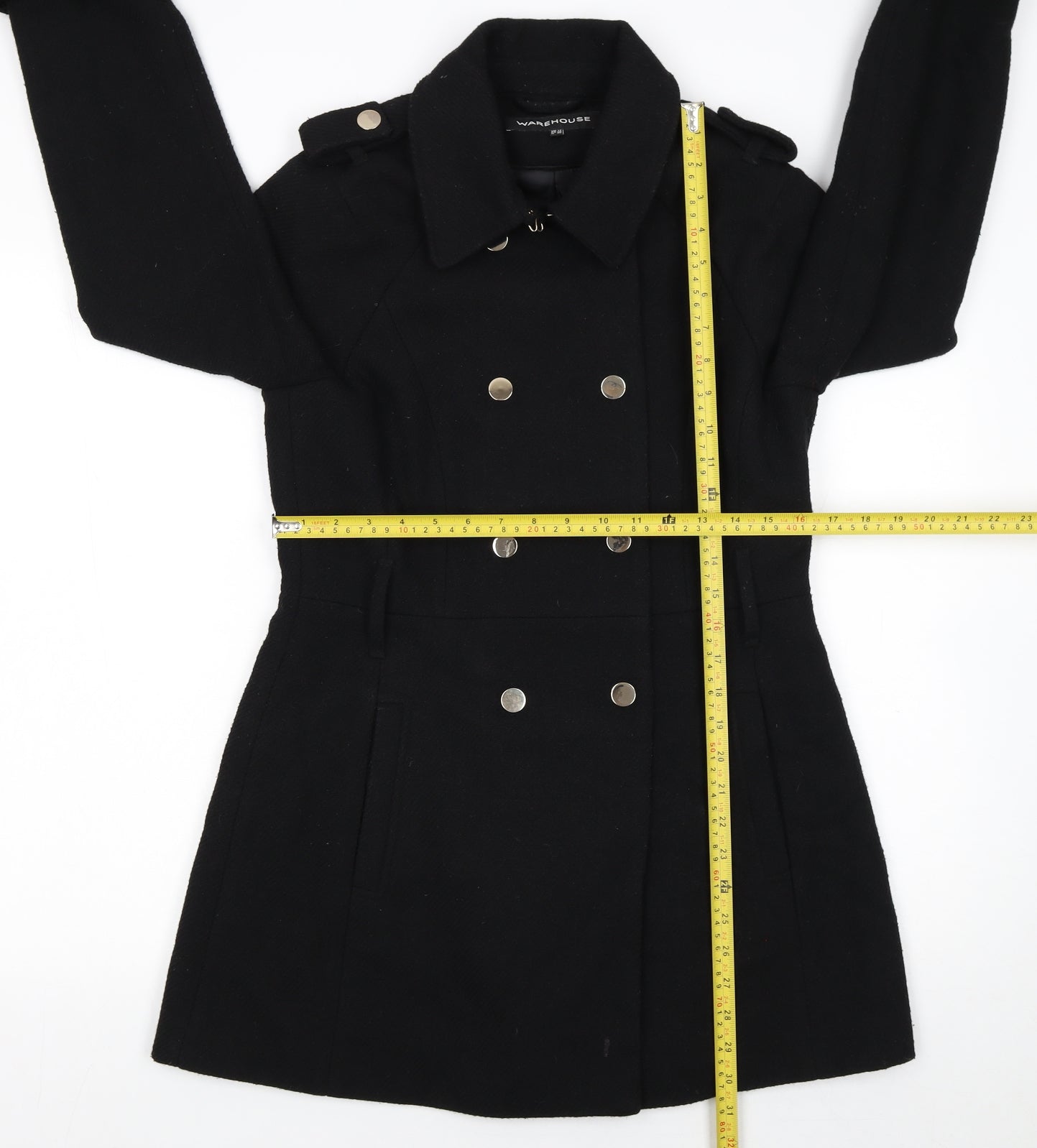 Womens UK Size 12 Warehouse Black Pea Coat