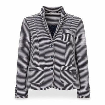 Jasper Conran Women Blue Striped Size 14 Classic Blazer Jacket