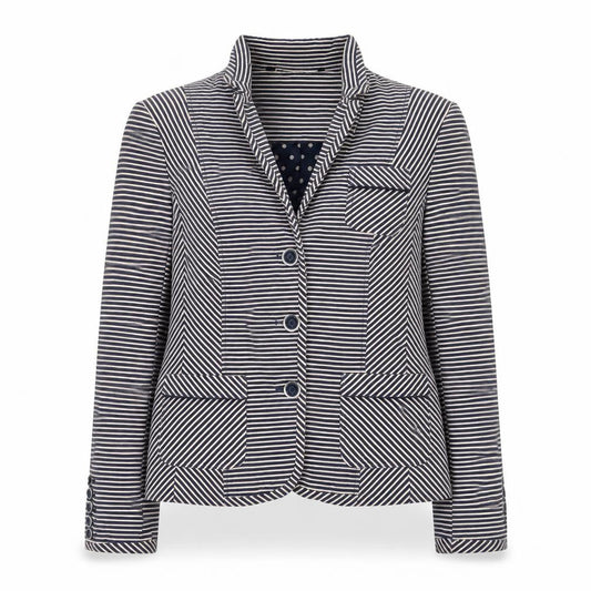 Jasper Conran Women Blue Striped Size 14 Classic Blazer Jacket