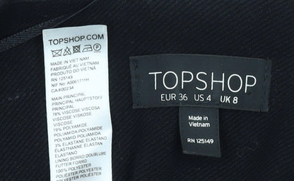 Topshop Women Black UK 8 Tailored Suit Jacket Viscose Blend