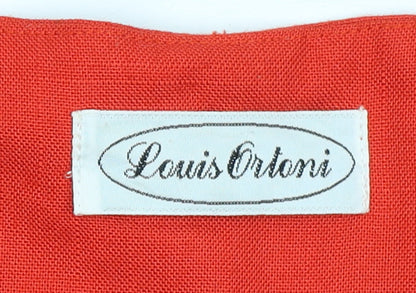 Louis Ortoni Women Red Linen Blend Short Sleeve Tailored Suit Jacket Size 14
