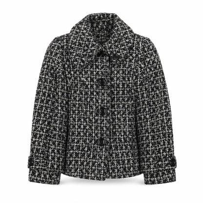 Debenhams Women’s Black Wool Blend Tweed Pea Coat Jacket Size 12