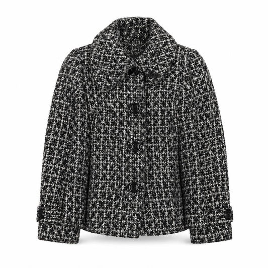 Debenhams Women’s Black Wool Blend Tweed Pea Coat Jacket Size 12